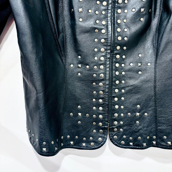 NYGARD Black  leather coat with studs - Picture 5 of 11